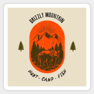 Grizzly Mountain Hunt Camp Fish - Red Sticker